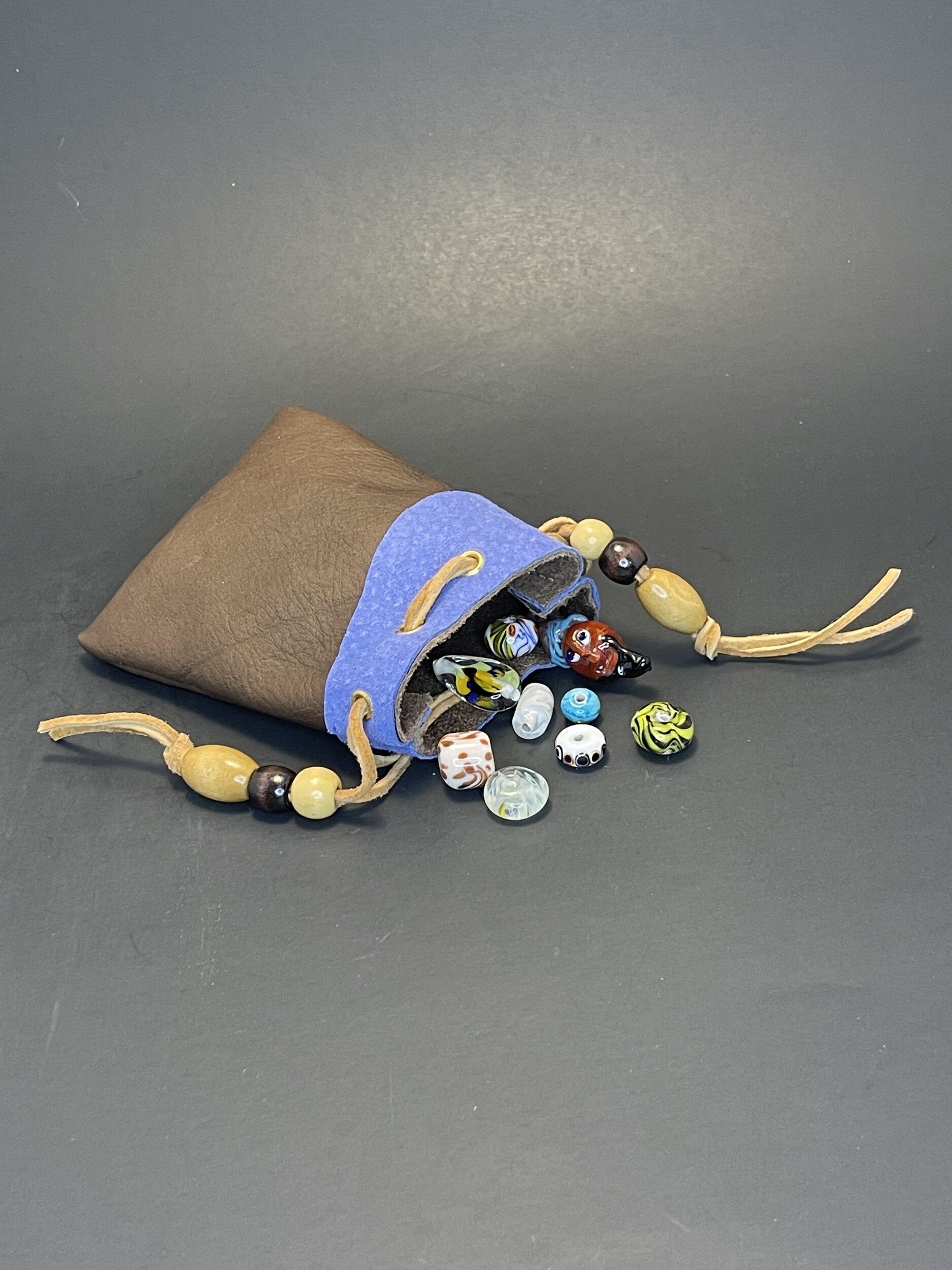 Brown & Blue Leather Pouch